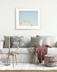 Ferris wheel print in a white frame living room wall art 